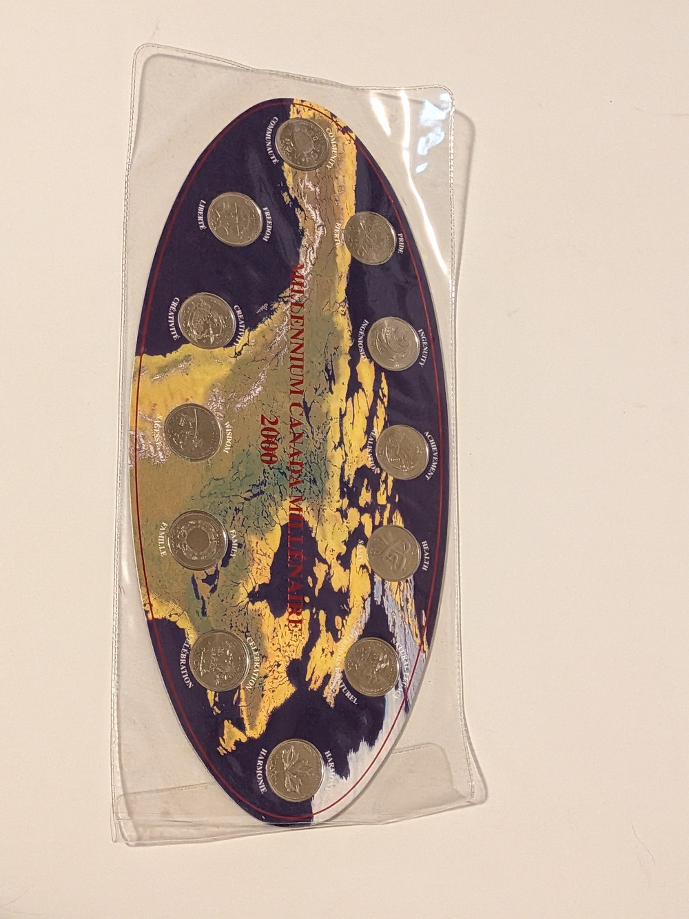 Millennium Canada 2000 Commemorative Coin Display Wall Plaque - Navy and Gold